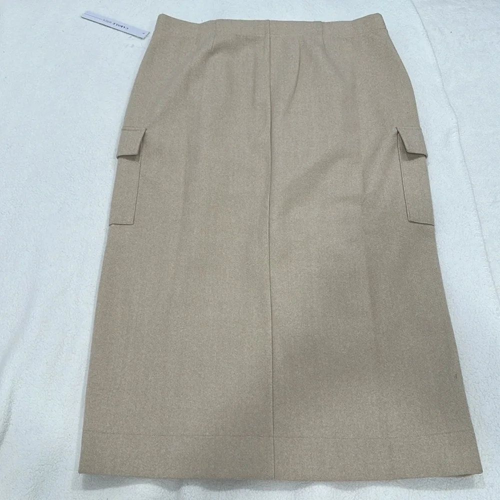 NWT Skirt Midi size L light tan light light khaki cargo packets - Picture 9 of 9